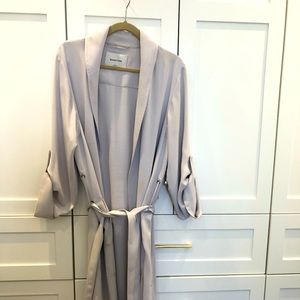 Babaton duster. Large. Light grey/white/light light blue.